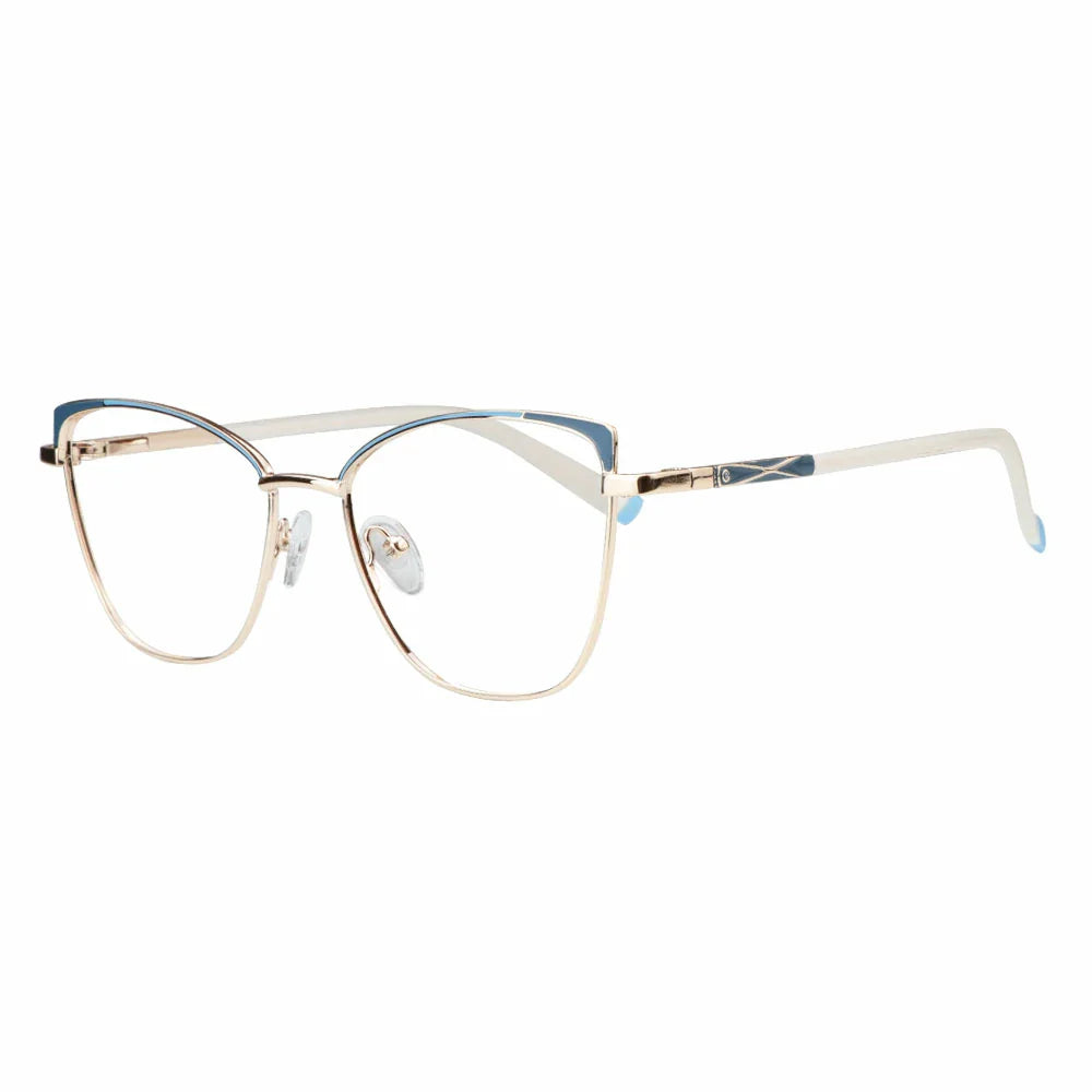 Metal&Plate Cat-Eye Eyeglasses