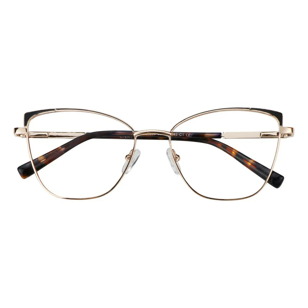 Metal&Plate Cat-Eye Eyeglasses