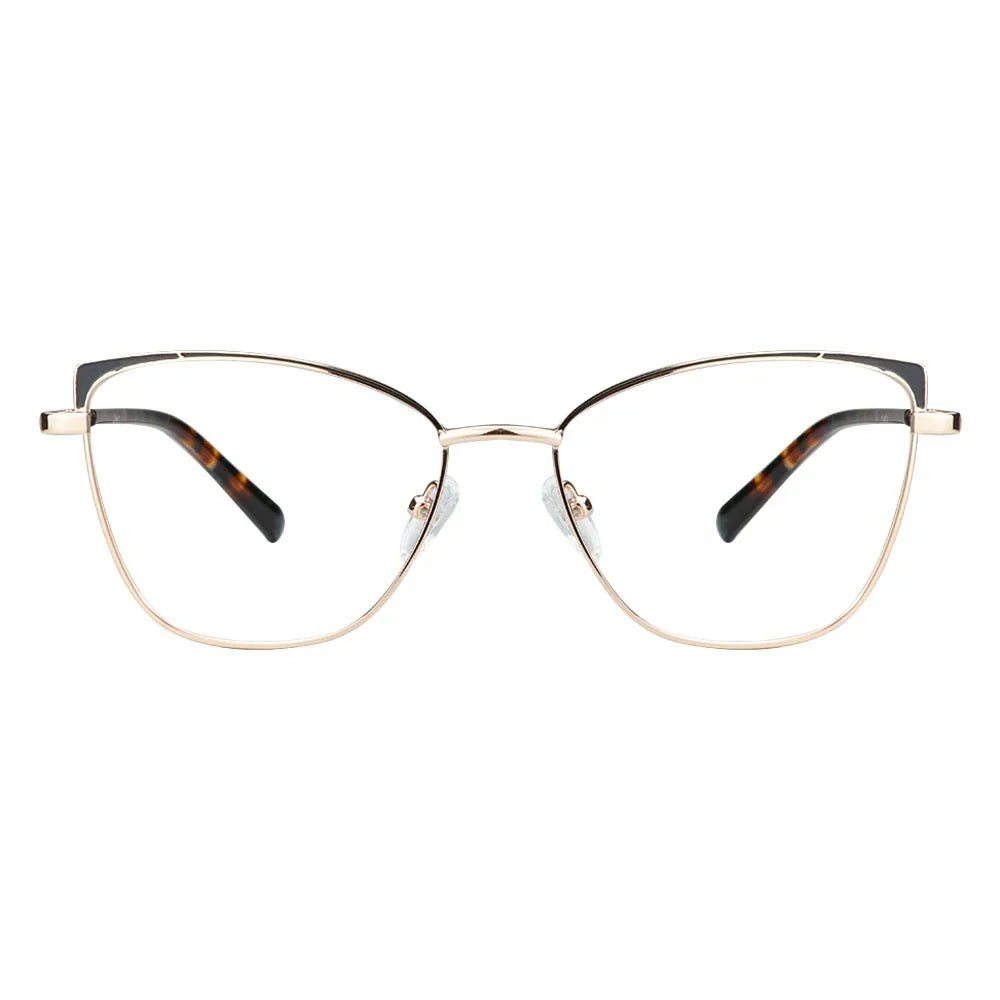 Metal&Plate Cat-Eye Eyeglasses