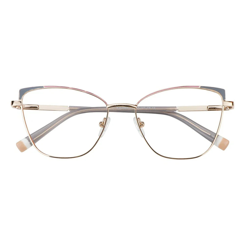 Metal&Plate Cat-Eye Eyeglasses
