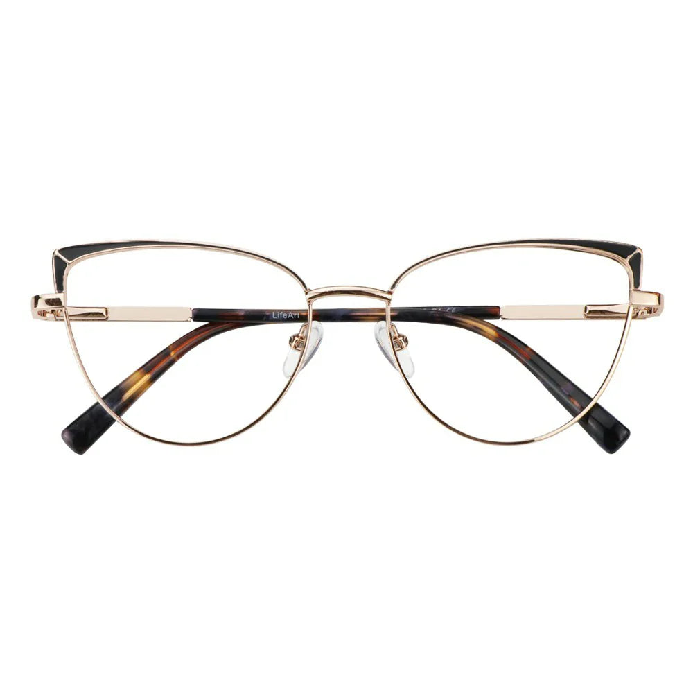Metal&Plate Cat-Eye Eyeglasses