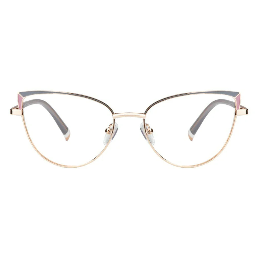 Metal&Plate Cat-Eye Eyeglasses