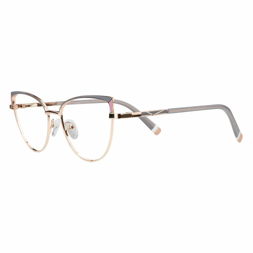 Metal&Plate Cat-Eye Eyeglasses