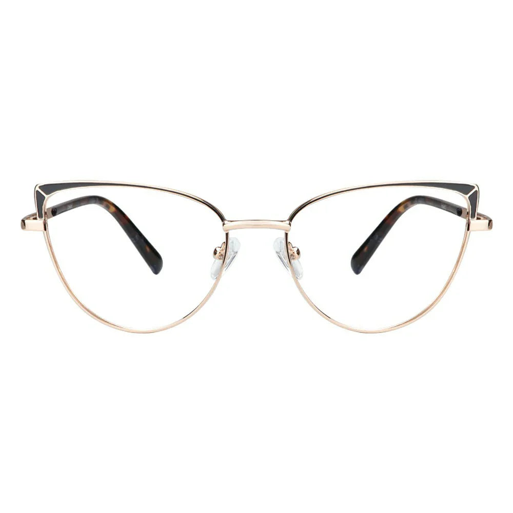 Metal&Plate Cat-Eye Eyeglasses