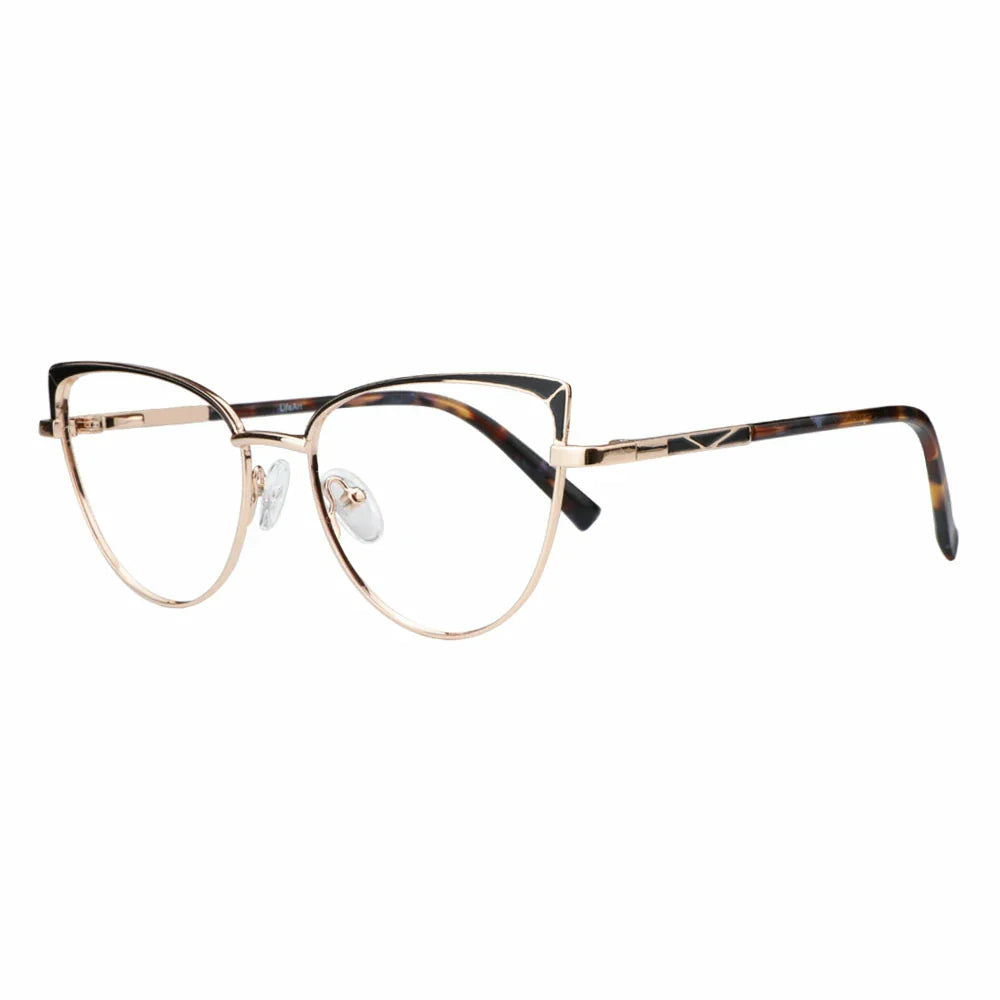 Metal&Plate Cat-Eye Eyeglasses