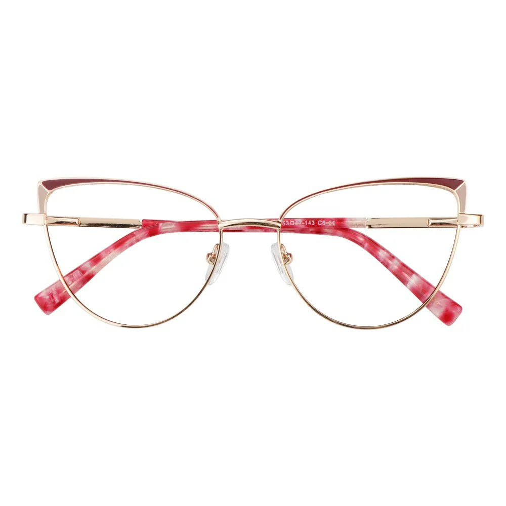 Metal&Plate Cat-Eye Eyeglasses