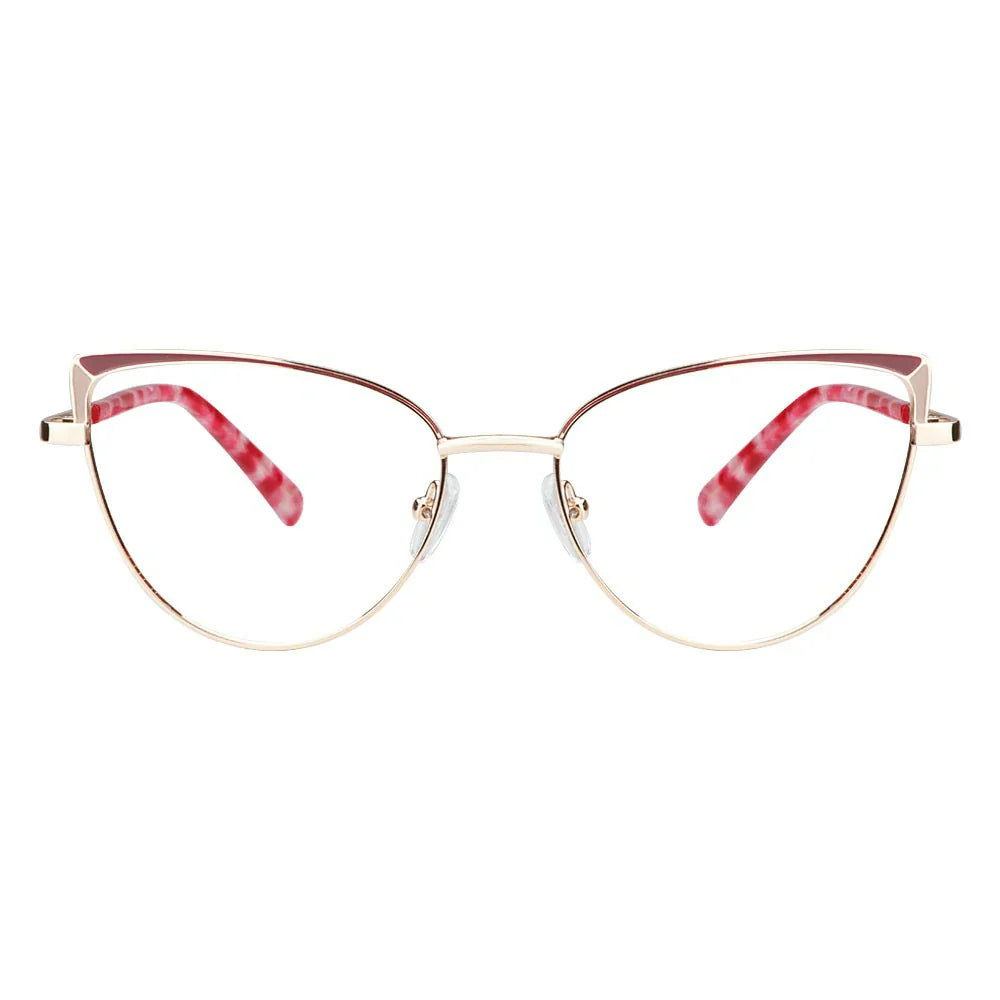 Metal&Plate Cat-Eye Eyeglasses
