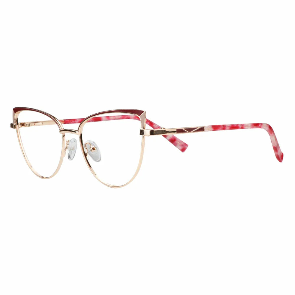 Metal&Plate Cat-Eye Eyeglasses