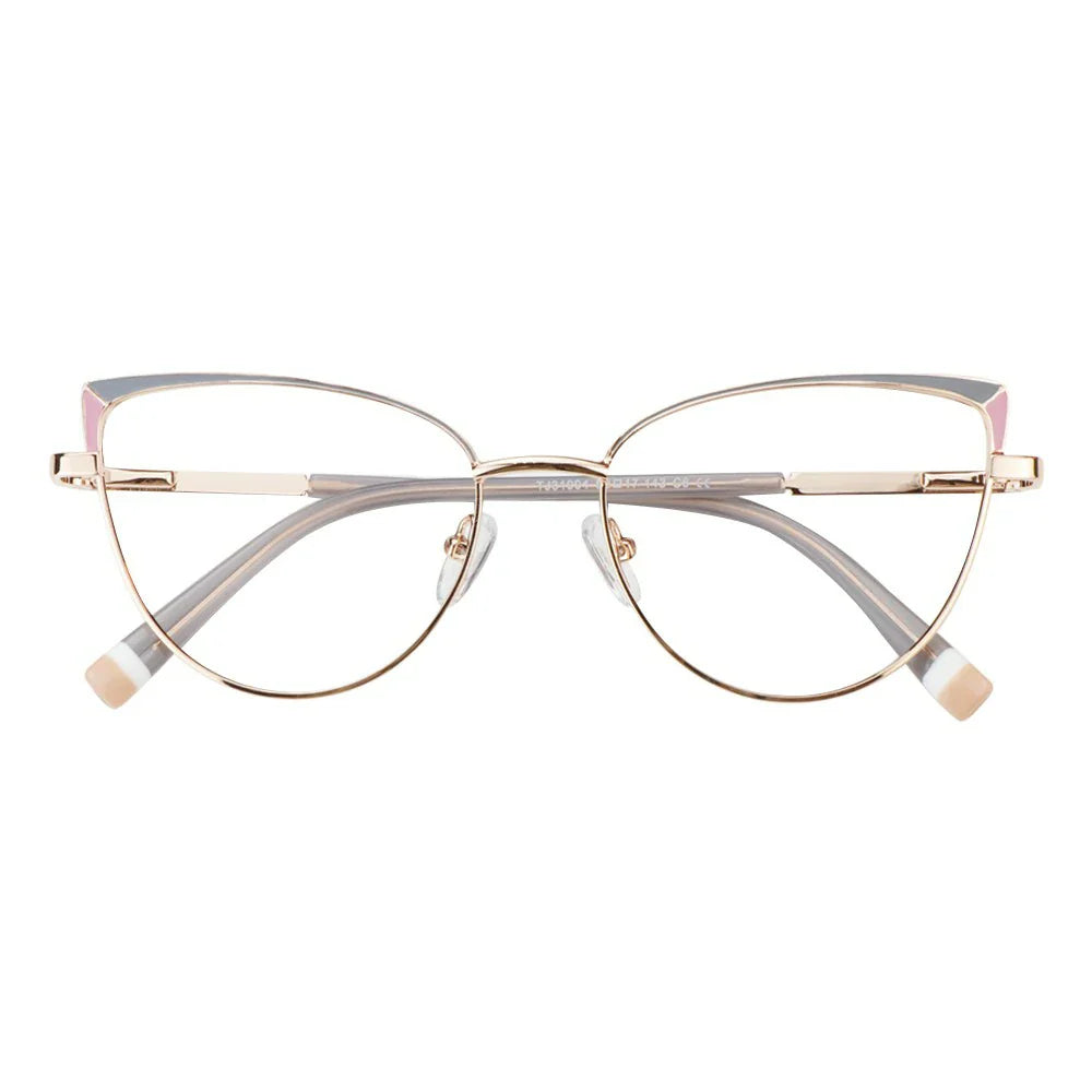 Metal&Plate Cat-Eye Eyeglasses
